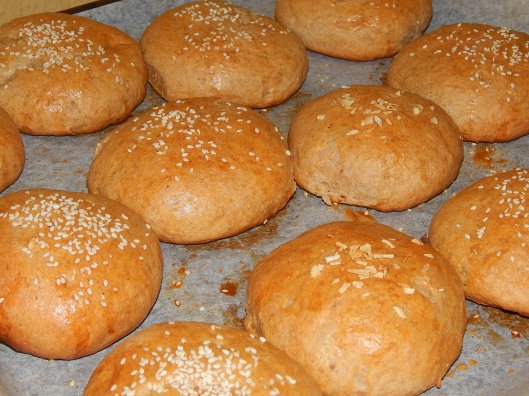 Baked fresh wheat rolls first thing